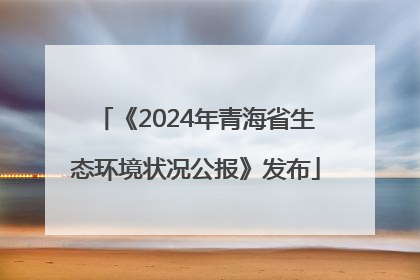 《2024年青海省生态环境状况公报》发布
