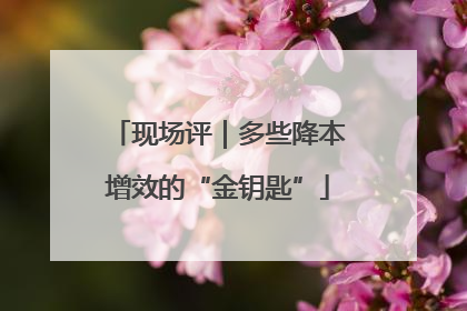 现场评｜多些降本增效的“金钥匙”