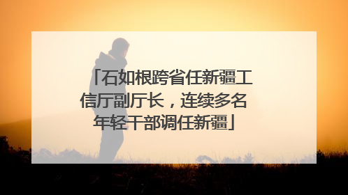 石如根跨省任新疆工信厅副厅长，连续多名年轻干部调任新疆