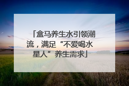 盒马养生水引领潮流，满足“不爱喝水星人”养生需求