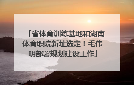 省体育训练基地和湖南体育职院新址选定！毛伟明部署规划建设工作