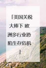 美国关税大棒下 欧洲多行业恐陷生存危机