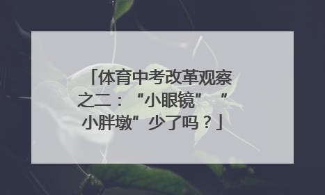 体育中考改革观察之二：“小眼镜”“小胖墩”少了吗？