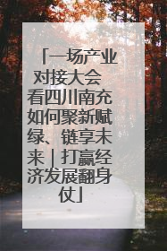 一场产业对接大会 看四川南充如何聚新赋绿、链享未来｜打赢经济发展翻身仗