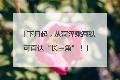 下月起，从菏泽乘高铁可直达“长三角”！