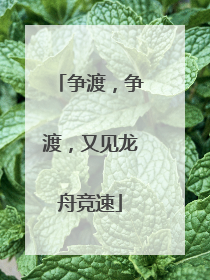 争渡，争渡，又见龙舟竞速