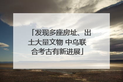 发现多座房址、出土大量文物 中乌联合考古有新进展