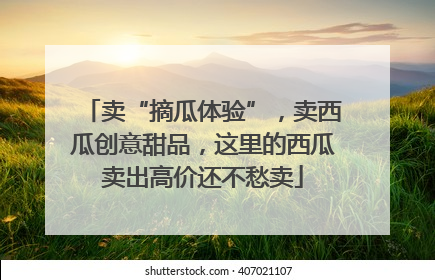 卖“摘瓜体验”，卖西瓜创意甜品，这里的西瓜卖出高价还不愁卖