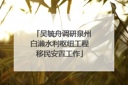 吴毓舟调研泉州白濑水利枢纽工程移民安置工作