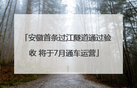 安徽首条过江隧道通过验收 将于7月通车运营