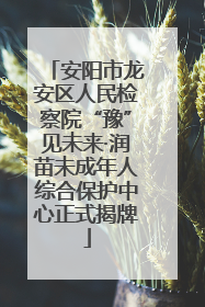 安阳市龙安区人民检察院“豫”见未来·润苗未成年人综合保护中心正式揭牌