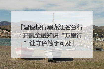 建设银行黑龙江省分行：开展金融知识“万里行”让守护触手可及