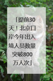 提前30天！北京口岸今年出入境人员数量突破800万人次