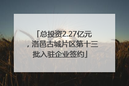 总投资2.27亿元，洛邑古城片区第十三批入驻企业签约