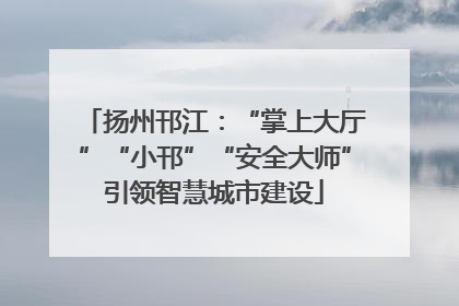 扬州邗江：“掌上大厅”“小邗”“安全大师”引领智慧城市建设