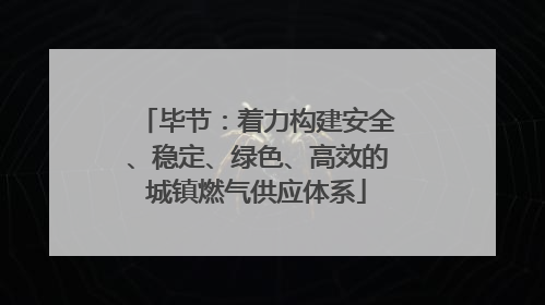 毕节：着力构建安全、稳定、绿色、高效的城镇燃气供应体系