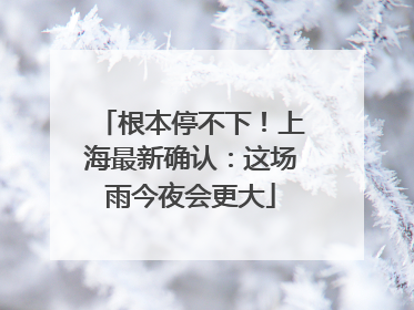 根本停不下！上海最新确认：这场雨今夜会更大