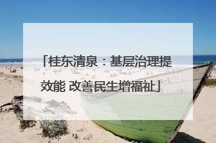 桂东清泉：基层治理提效能 改善民生增福祉
