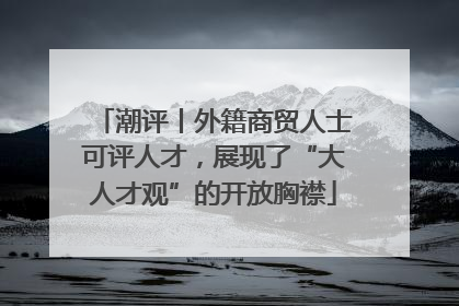 潮评丨外籍商贸人士可评人才，展现了“大人才观”的开放胸襟