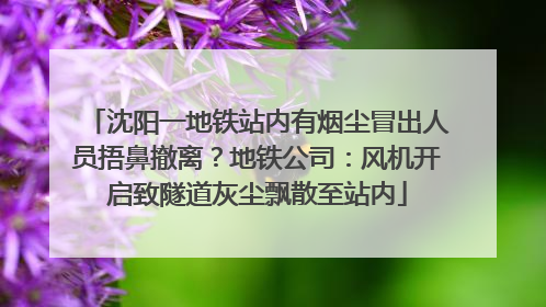 沈阳一地铁站内有烟尘冒出人员捂鼻撤离？地铁公司：风机开启致隧道灰尘飘散至站内