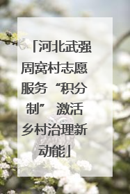 河北武强周窝村志愿服务“积分制” 激活乡村治理新动能