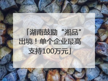 湖南鼓励“湘品”出境！单个企业最高支持100万元