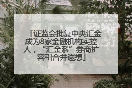 证监会批复中央汇金成为8家金融机构实控人，“汇金系”券商扩容引合并遐想