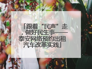 跟着“民声”走，做好民生事——泰安网络预约出租汽车改革实践