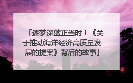逐梦深蓝正当时！《关于推动海洋经济高质量发展的提案》背后的故事