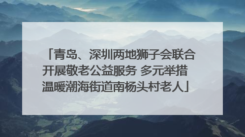 青岛、深圳两地狮子会联合开展敬老公益服务 多元举措温暖潮海街道南杨头村老人