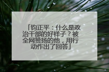 钧正平：什么是政治干部的好样子？被全网赞扬的他，用行动作出了回答