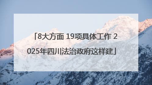 8大方面 19项具体工作 2025年四川法治政府这样建